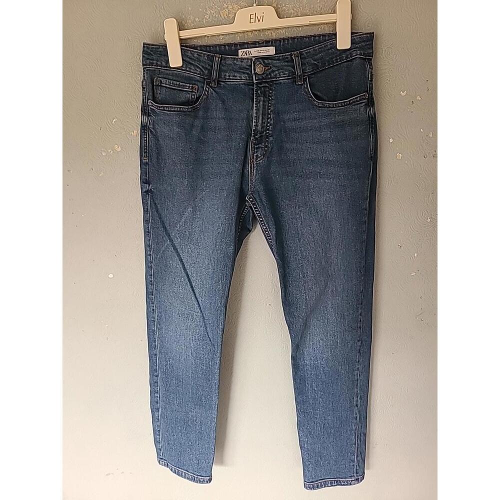 ZARA LADIES SIZE EURO 44 UK 18 LIGHT BLUE STRETCH JEANS ZIP BUTTON 5 POCKETS